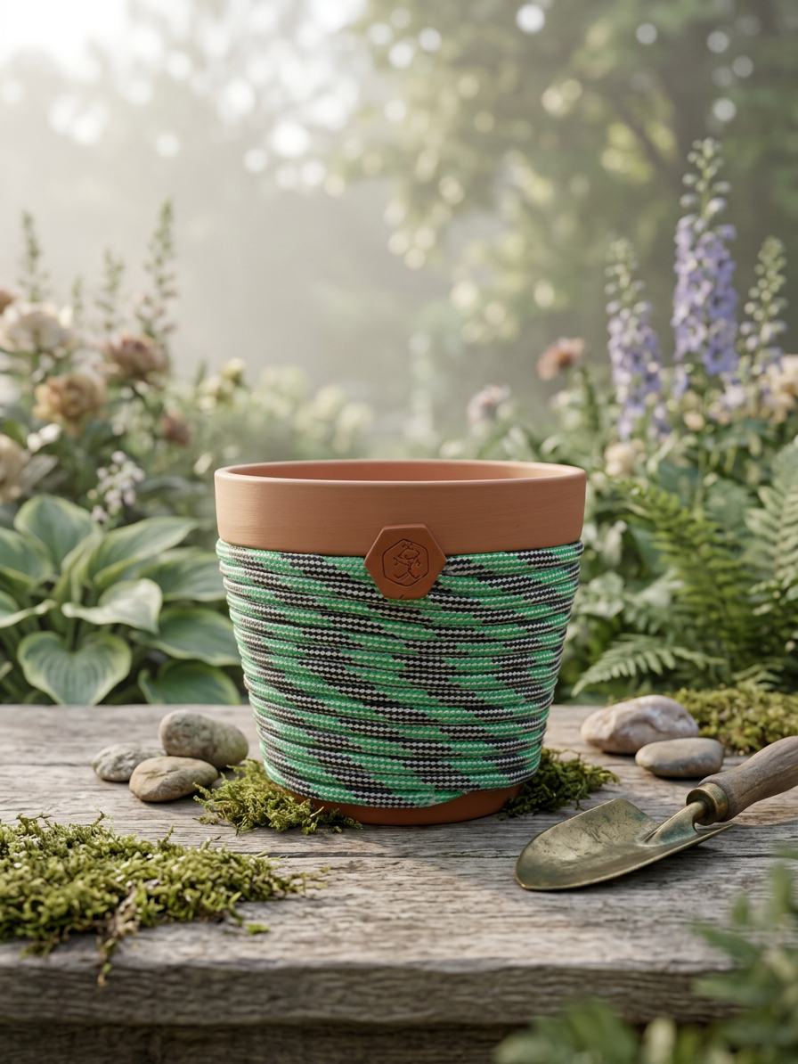 6" Terra Cotta Planter - Green and Black 1