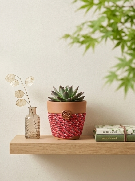 Spiral Keeper© | Wildflower Ember© 6" Terra Cotta Planter