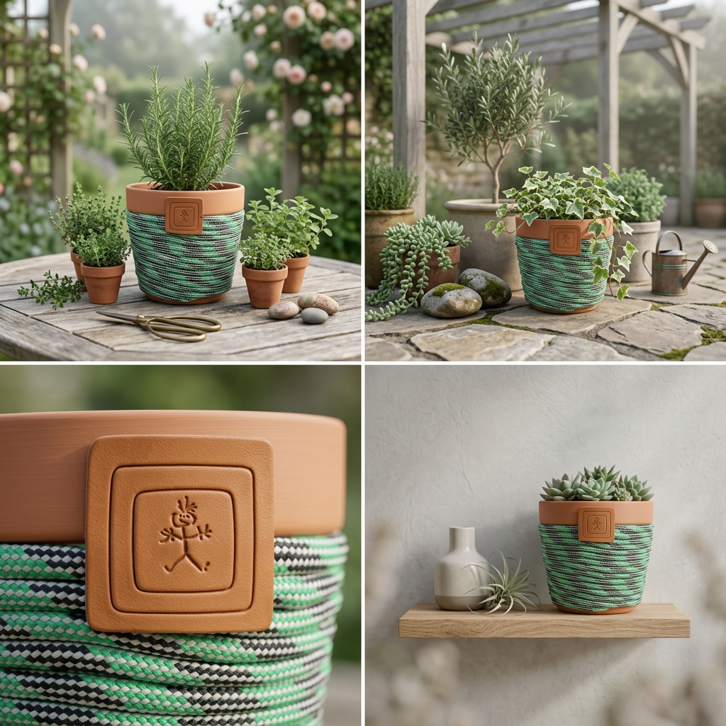 6" Terra Cotta Planter - Green and Black 3
