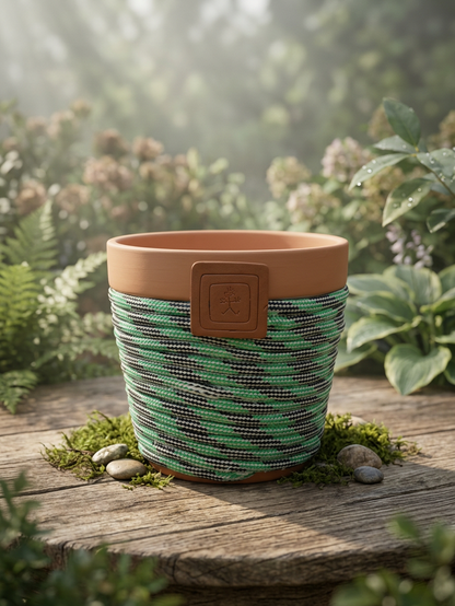 6" Terra Cotta Planter - Green and Black 3
