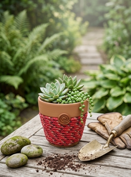 Spiral Keeper© | Wildflower Ember© 6" Terra Cotta Planter