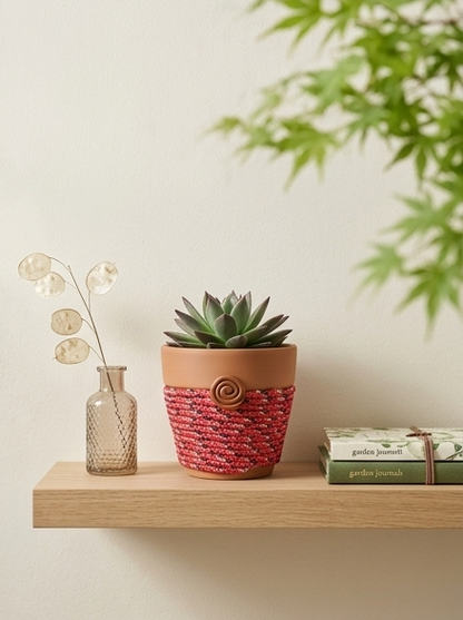 Spiral Keeper© | Wildflower Ember© 6" Terra Cotta Planter