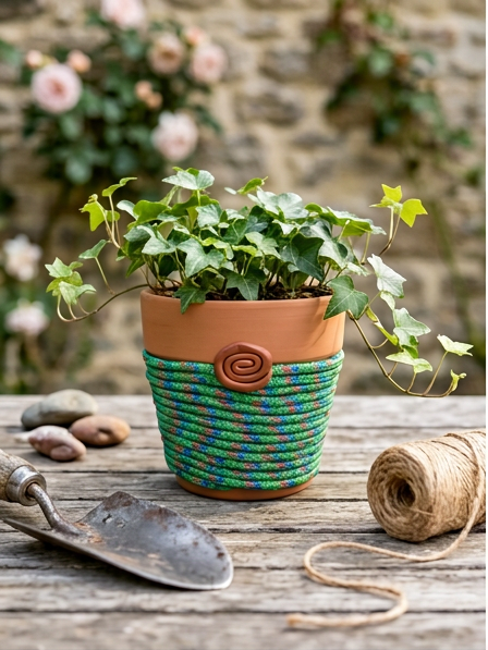 Spiral Keeper© | Meadow Mosaic© 4" Terra Cotta Planter