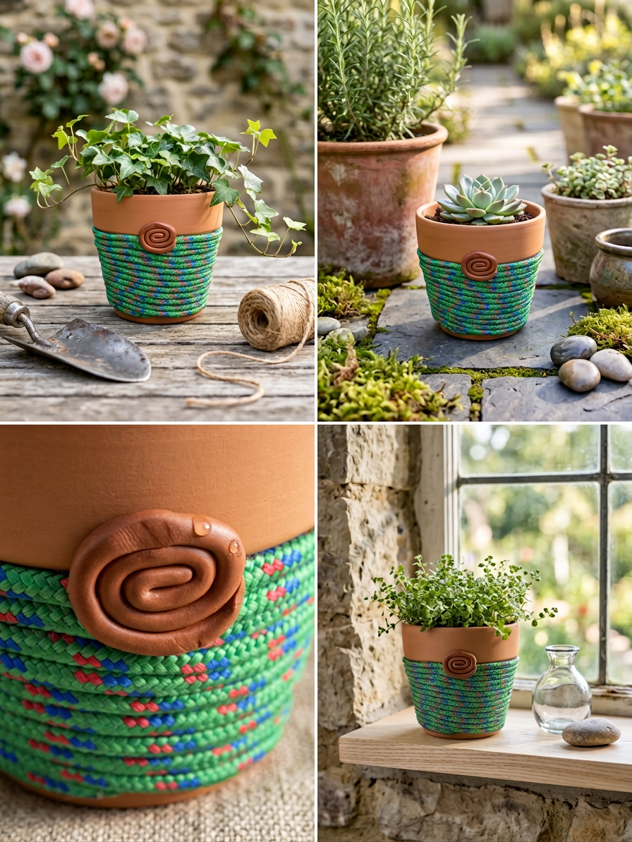 Spiral Keeper© | Meadow Mosaic© 4" Terra Cotta Planter