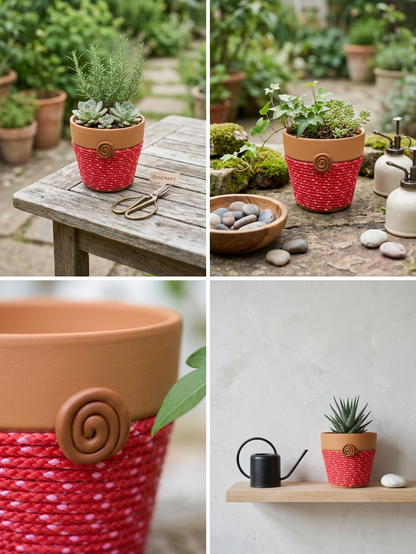Spiral Keeper© | Coral Bloom© 4" Terra Cotta Planter