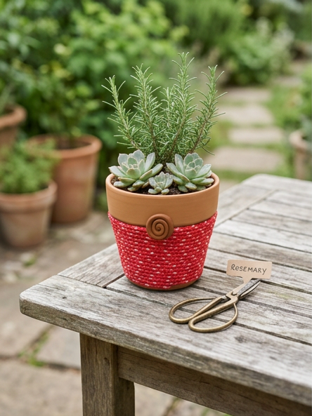 Spiral Keeper© | Coral Bloom© 4" Terra Cotta Planter