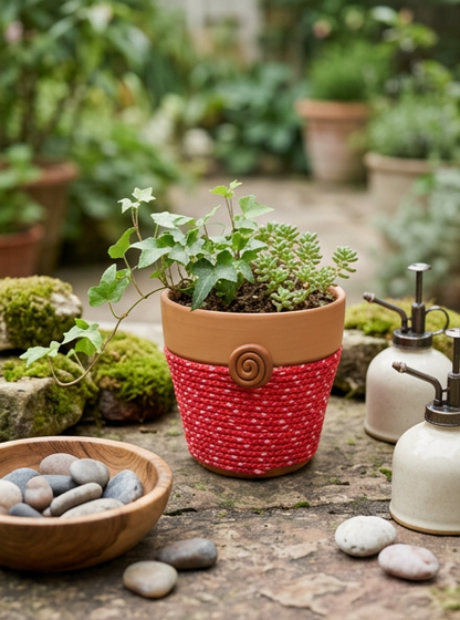 Spiral Keeper© | Coral Bloom© 4" Terra Cotta Planter