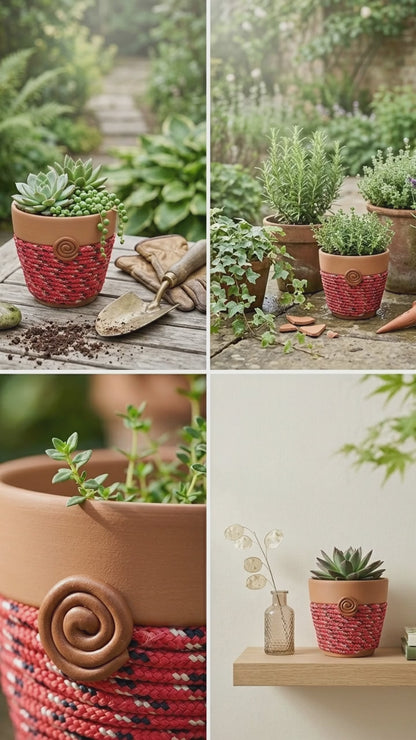 Spiral Keeper© | Wildflower Ember© 6" Terra Cotta Planter